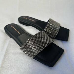 New Good American Crystal Crush Standout Slide Black